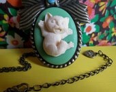 Crazy Cat Cameo Necklace