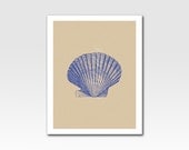 Scallop Sea Shell Print Etched Looking Home Décor A4 Print Nursery Art Original Design by Adidit Print no. 038