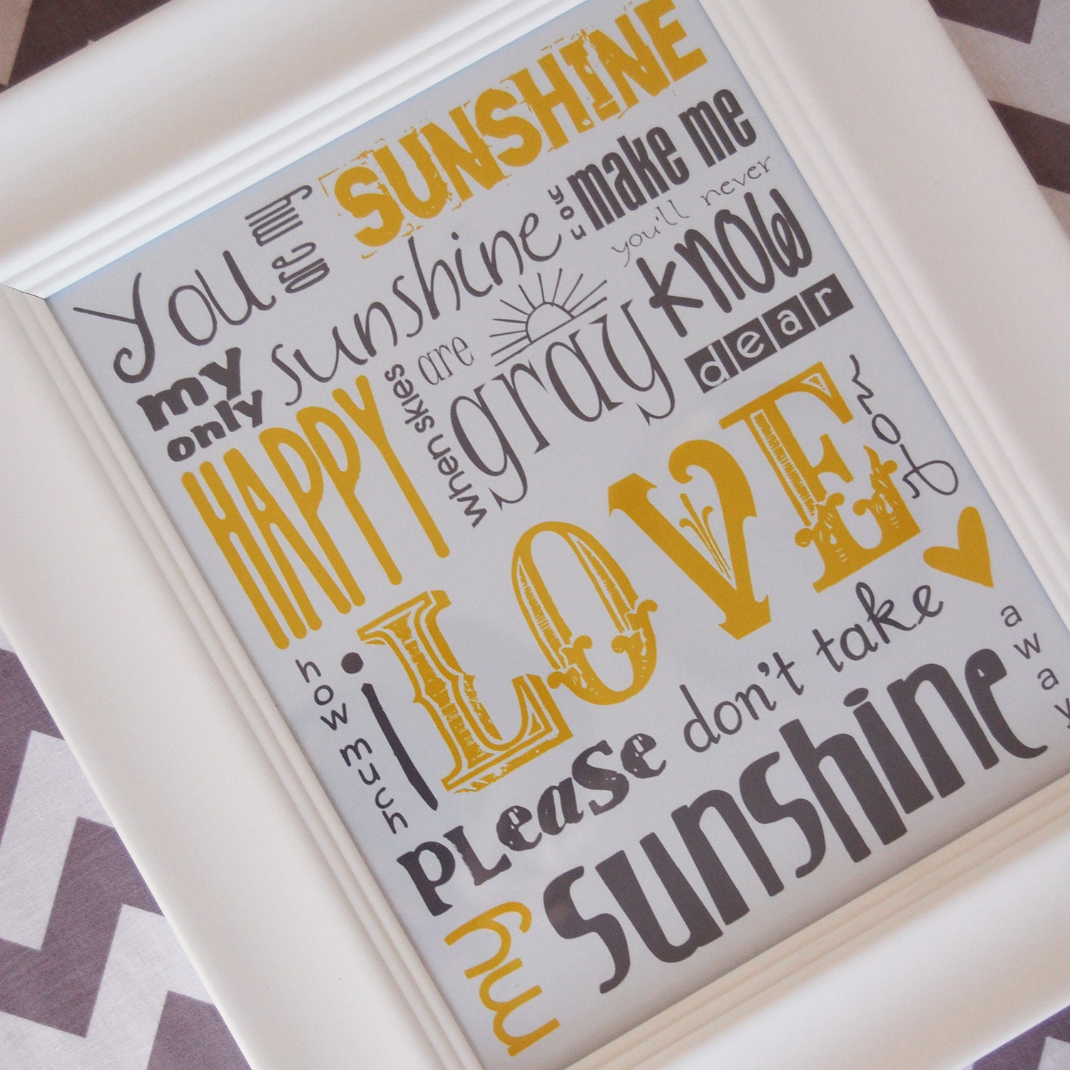 You Are My Sunshine Subway Art Print 16X20 Choose Your Color