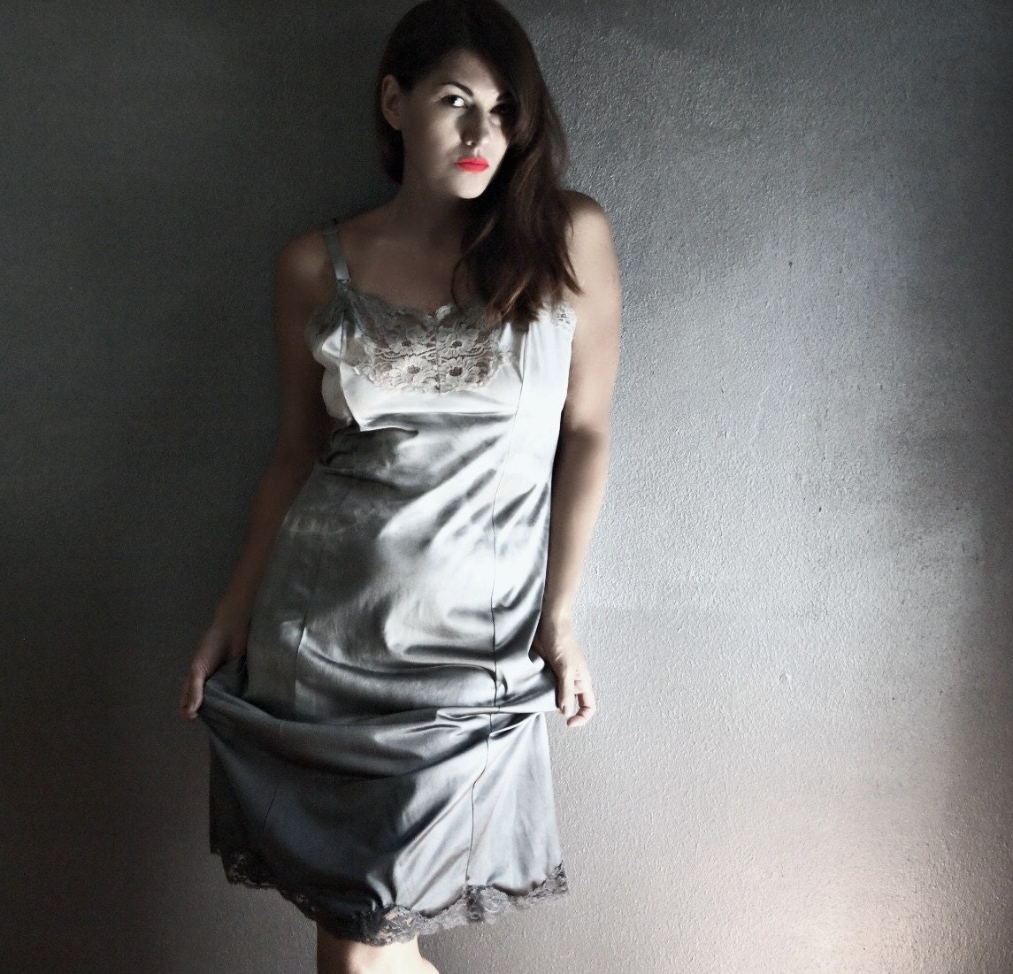 grey ombre slip dress upcycled slip tie dye dip dye dress