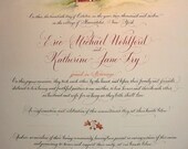 Custom Quaker Marriage Certificate Sign In Scroll.  Hand painted to match your wedding Theme.