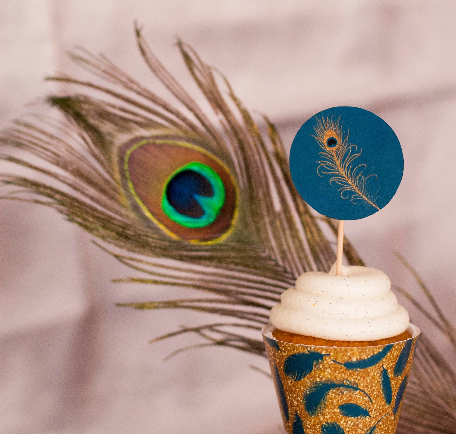 Party Circles - Peacock Teal - Wedding Anniversary - Gold Glam - Printable Decorations