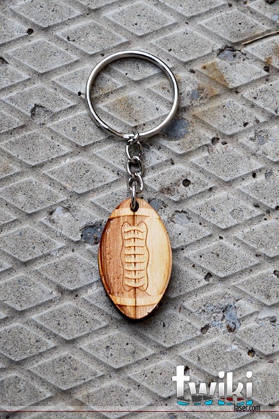 Laser cut and engraved Football keyring