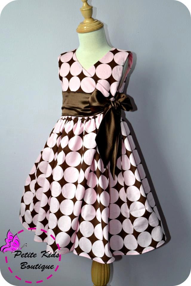 Petite Kids Boutique Anya Dress for Girls 12M-8Y PDF Pattern & Instructions - wrap style -sleeves option-wide front sash
