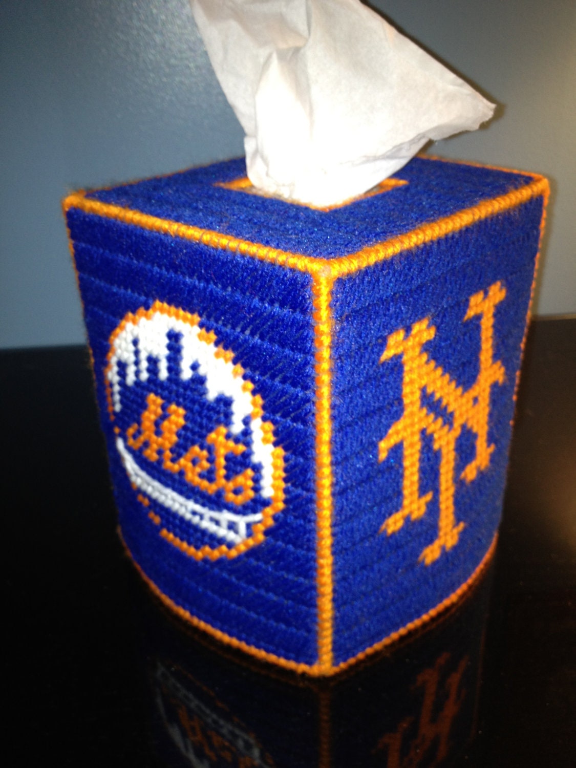 NY Mets MLB Tissue Box Cover with two by HandcraftedHolidays