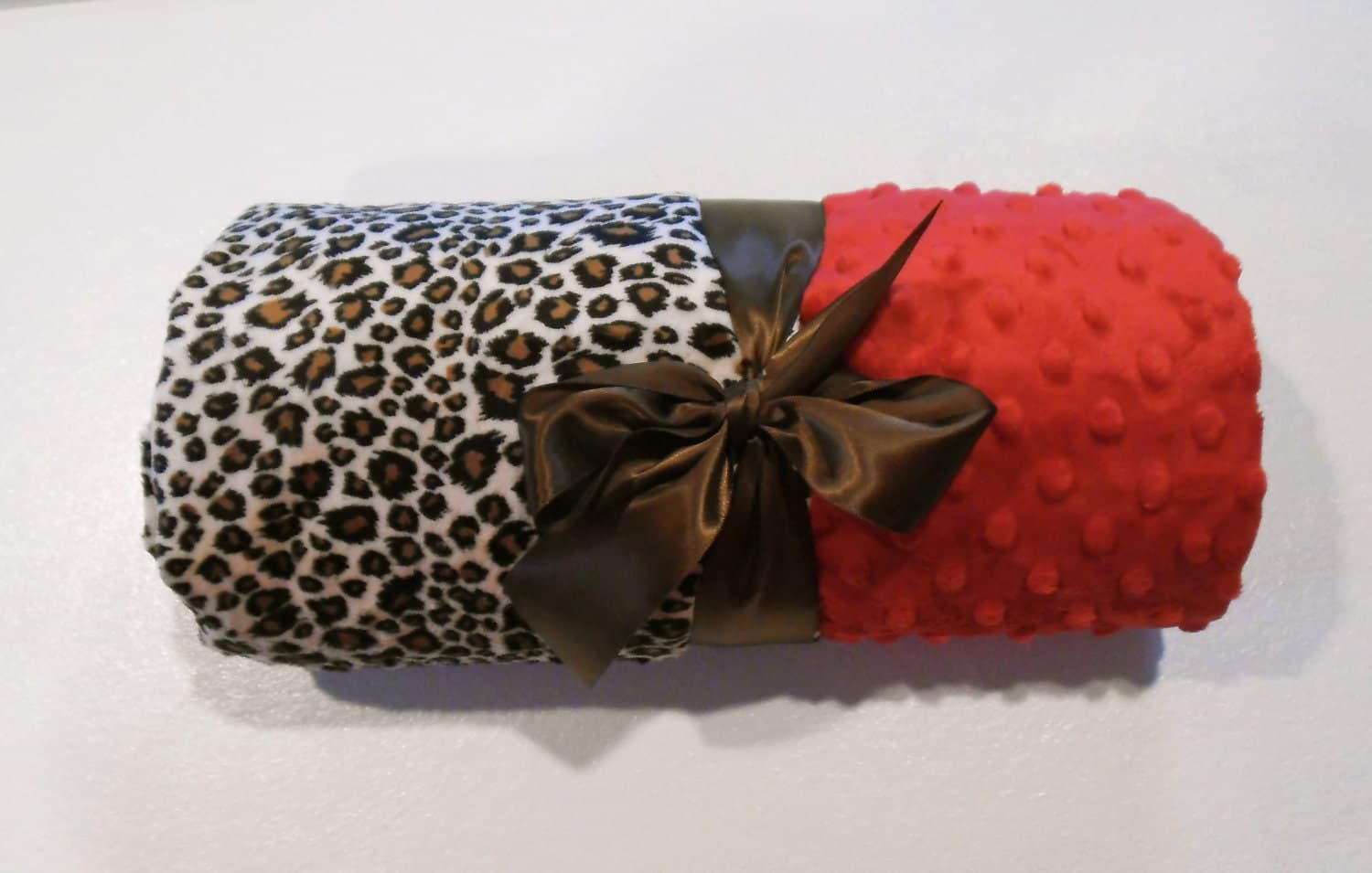 Minky Baby Blanket - Leopard Print and Red - Personalized Monogram - Baby Gift Cheetah