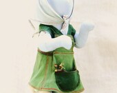 Rabbit "TILO", sculpture, art doll, original piece, handmade, recycled textiles, 60 cm. movable arms legs and clothing that can be removed