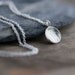 Brushed Pendant Necklace / Curved Domed Sterling Silver Disc / Simple Silver Necklace