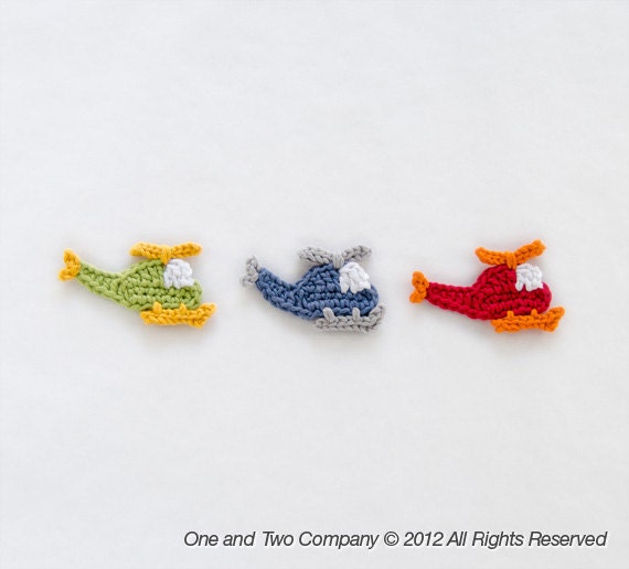 Instant Download - New PDF Crochet Pattern - Helicopter Applique - Text instructions and SYMBOL CHART instructions