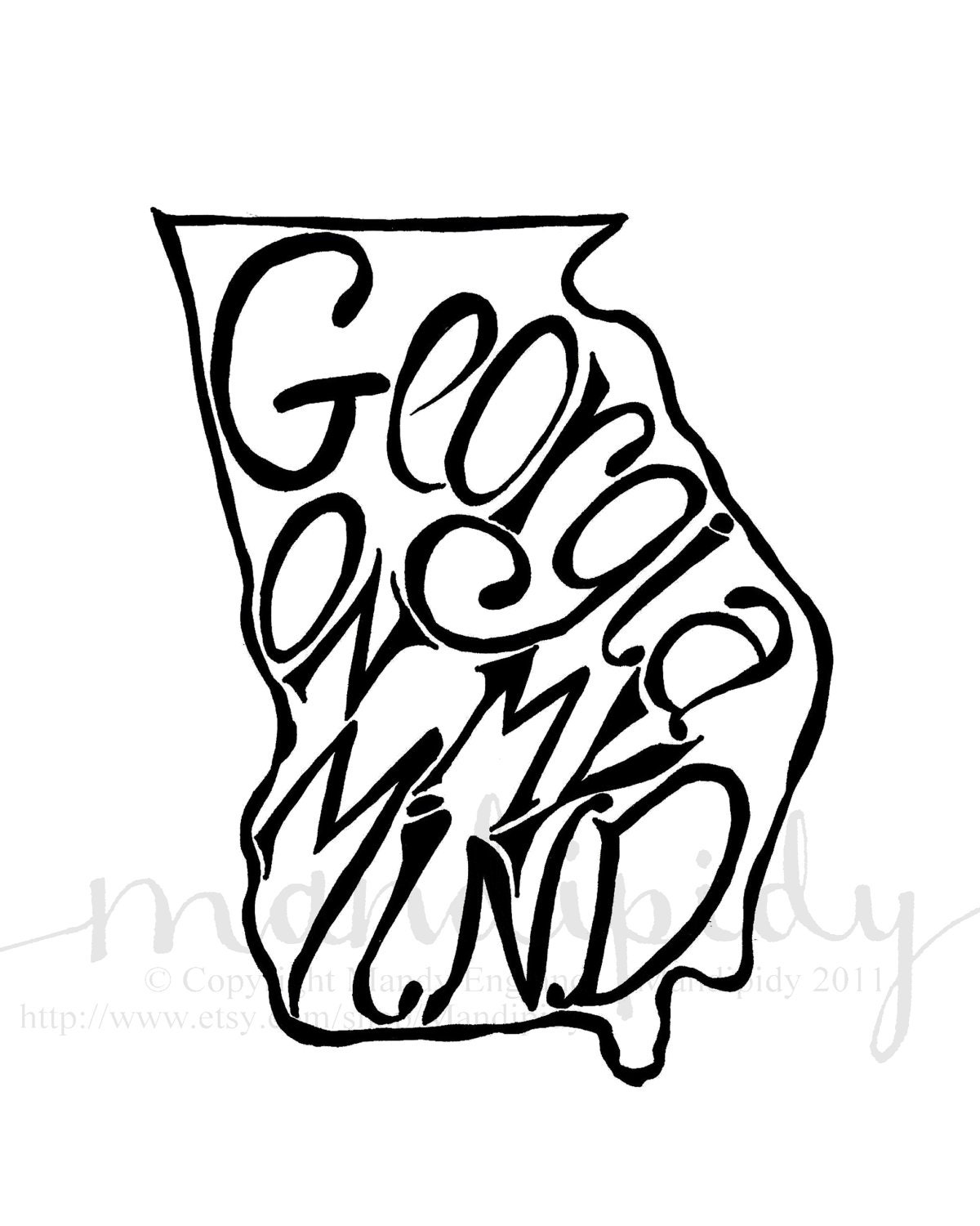 Georgia On My Mind - White Background - 8x10 Illustrated Print by Mandipidy