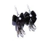Skeleton Hand Earrings - Halloween, Creepy, Cute Black Bow Earrings
