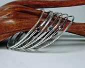 Stacking Bangles (7) Sterling Silver, Precious or Semiprecious Stones, Create Your Own, Mothers Bracelet, Complimentary Shipping