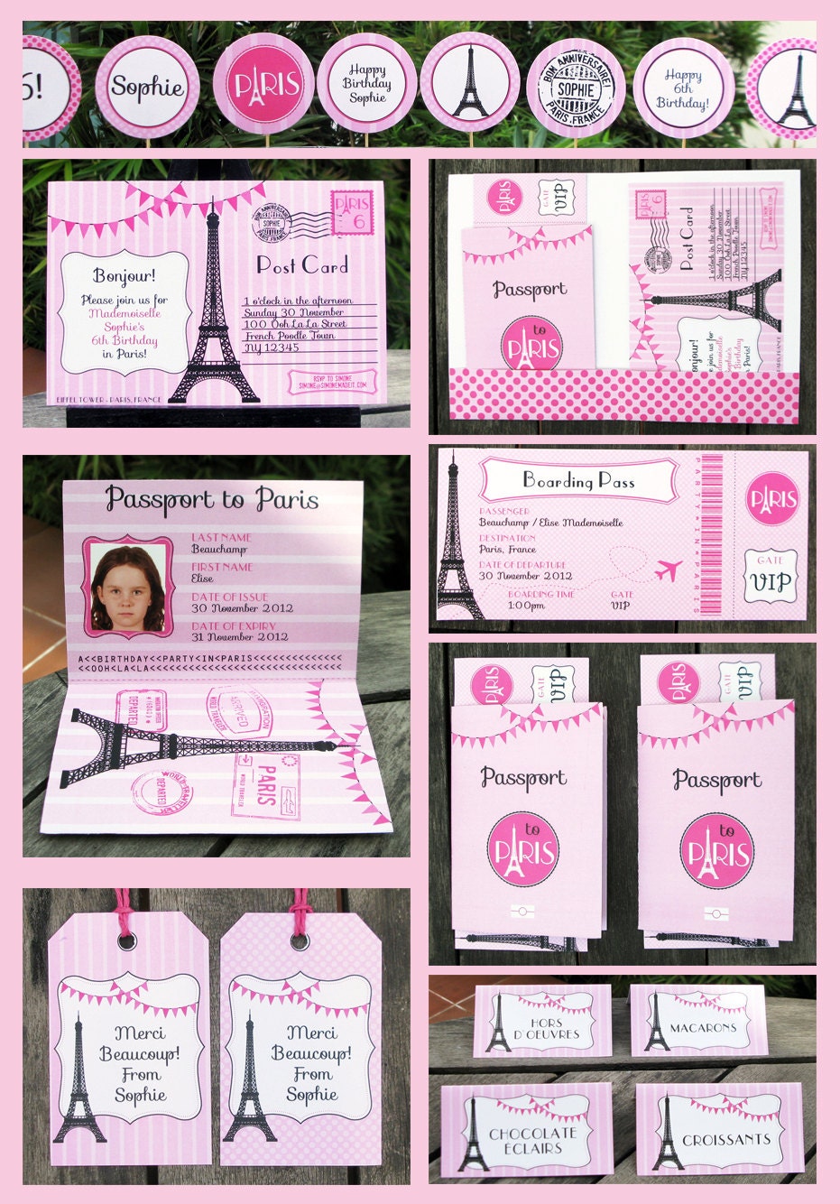 Paris Party Invitation & Printable Collection, EDITABLE text PDF file - you personalize at home with Adobe Reader