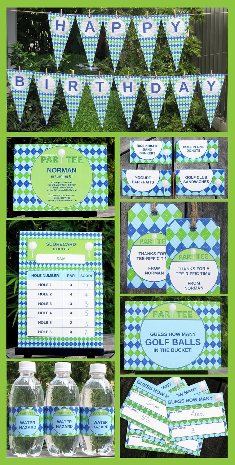 Golf Party Invitation & full Printable Collection, EDITABLE text - personalize at home with Adobe Reader - Sport pack - INSTANT DOWNLOAD Il_570xn