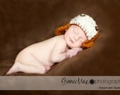 Newborn Photography Aviator bomber pilot trapper baby boy beanie crochet hat with coconut buttons GREAT photo prop.  Sizes nb 1-3 & 3-6mos.