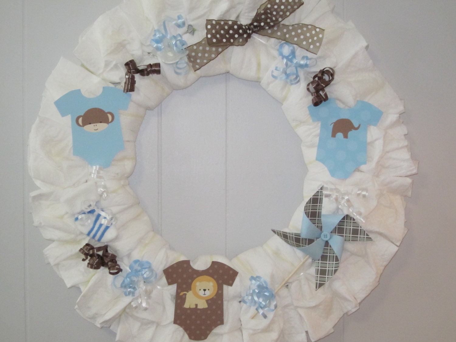 Baby Boy Diaper Wreath-Boy Baby Shower Decoration-Baby Boy Gift
