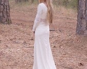 Vintage-Inspired Wedding Dress Long-Sleeved Crochet Bohemian Hippie - "Gillian"