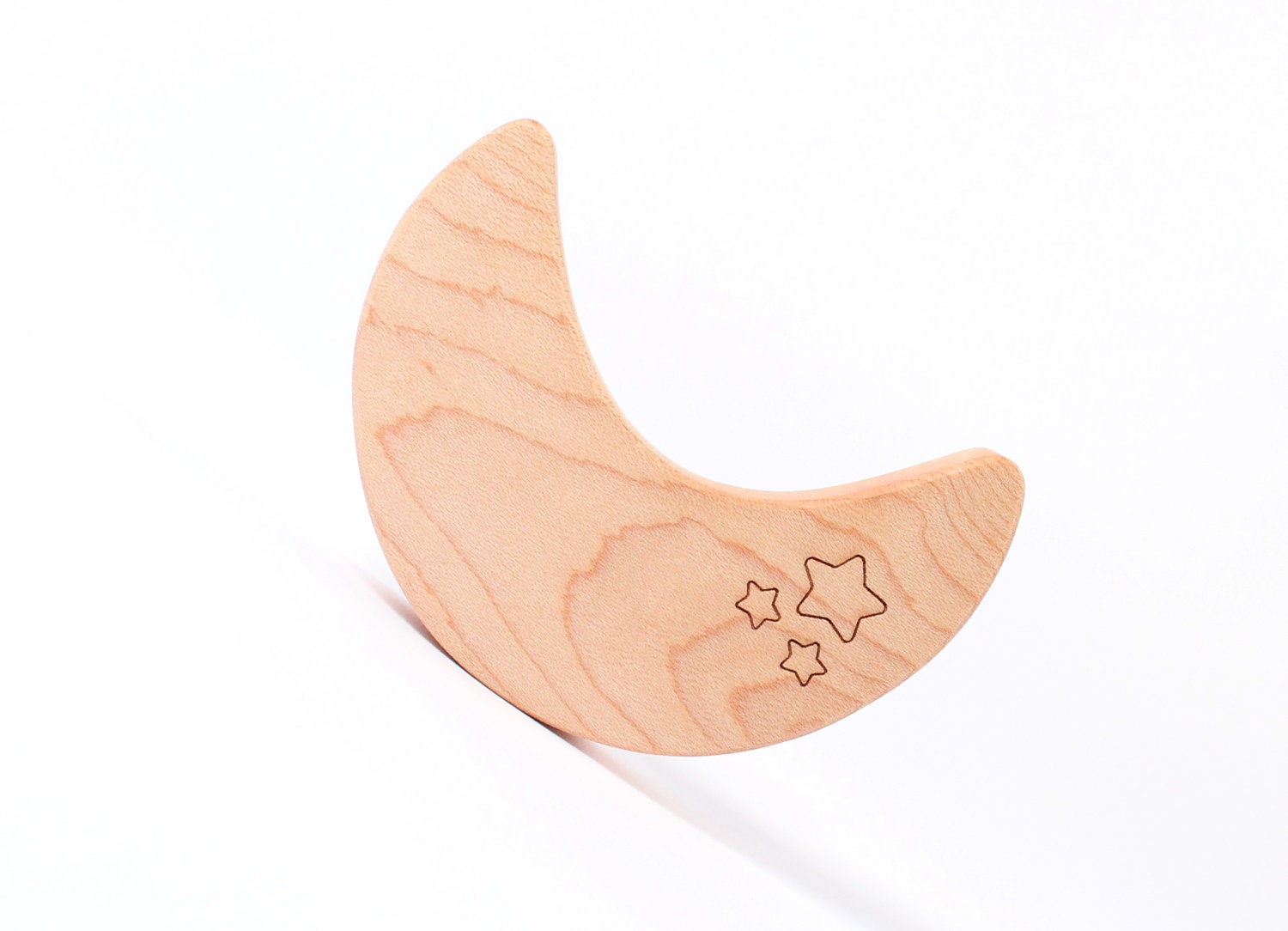 wood teether - moon and stars - natural  wooden teething toy - eco friendly and safe for newborn boy or girl