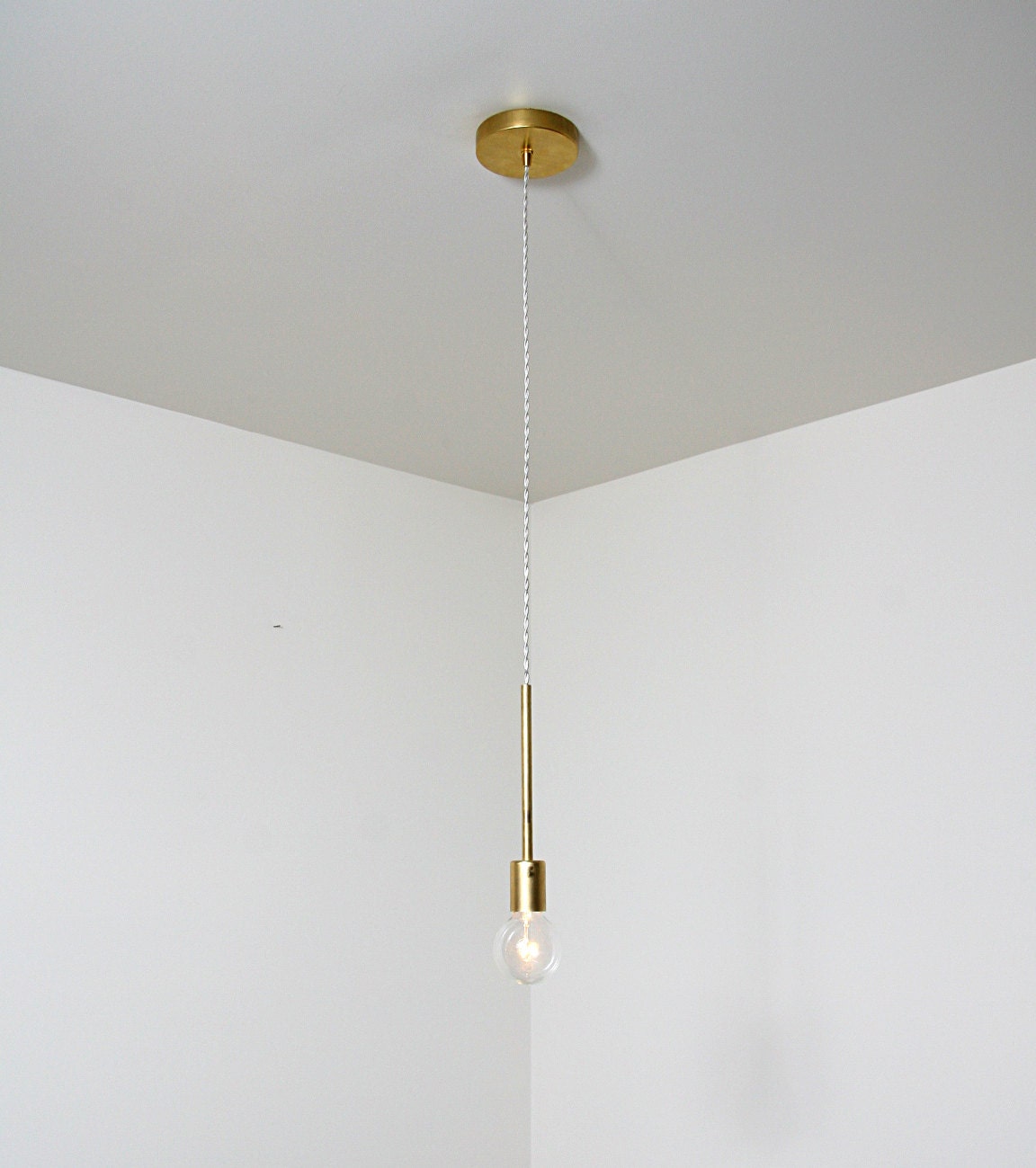 Unique handmade brass single pendant light fixture - 'One' - raymondbarberousse