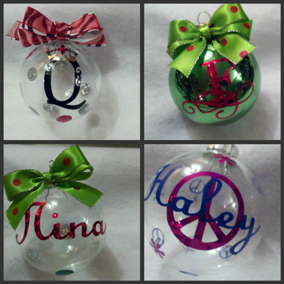 Personalized Custom Designed Christmas Ornaments with Initial, Monogram, or Word/year Set of Four EACH With OWN DESIGN