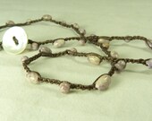 Lavender, purple, beaded crochet necklace - Boho style - Delicate, feminine, simple statement.
