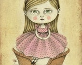 Girl's Room Decor, Nursery Art, Digital Print of Original Illustration - Sitting Pretty by Amalia K