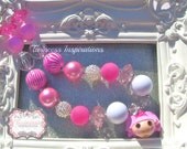 LalaLoopsy Jewel Sparkles Princess Chunky Beaded Bubblegum Necklace Pearls, Pink, White