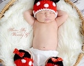 Red Miss mouse- mouse ears crochet hat Newborn- Adult