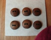 Six Small Wood Buttons Black Walnut (1/2 inch)