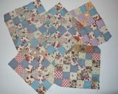Vintage antique quilt squares / 30s 1930s quilt blocks / assemblage altered art crafts / quilting sewing / feed sack prints