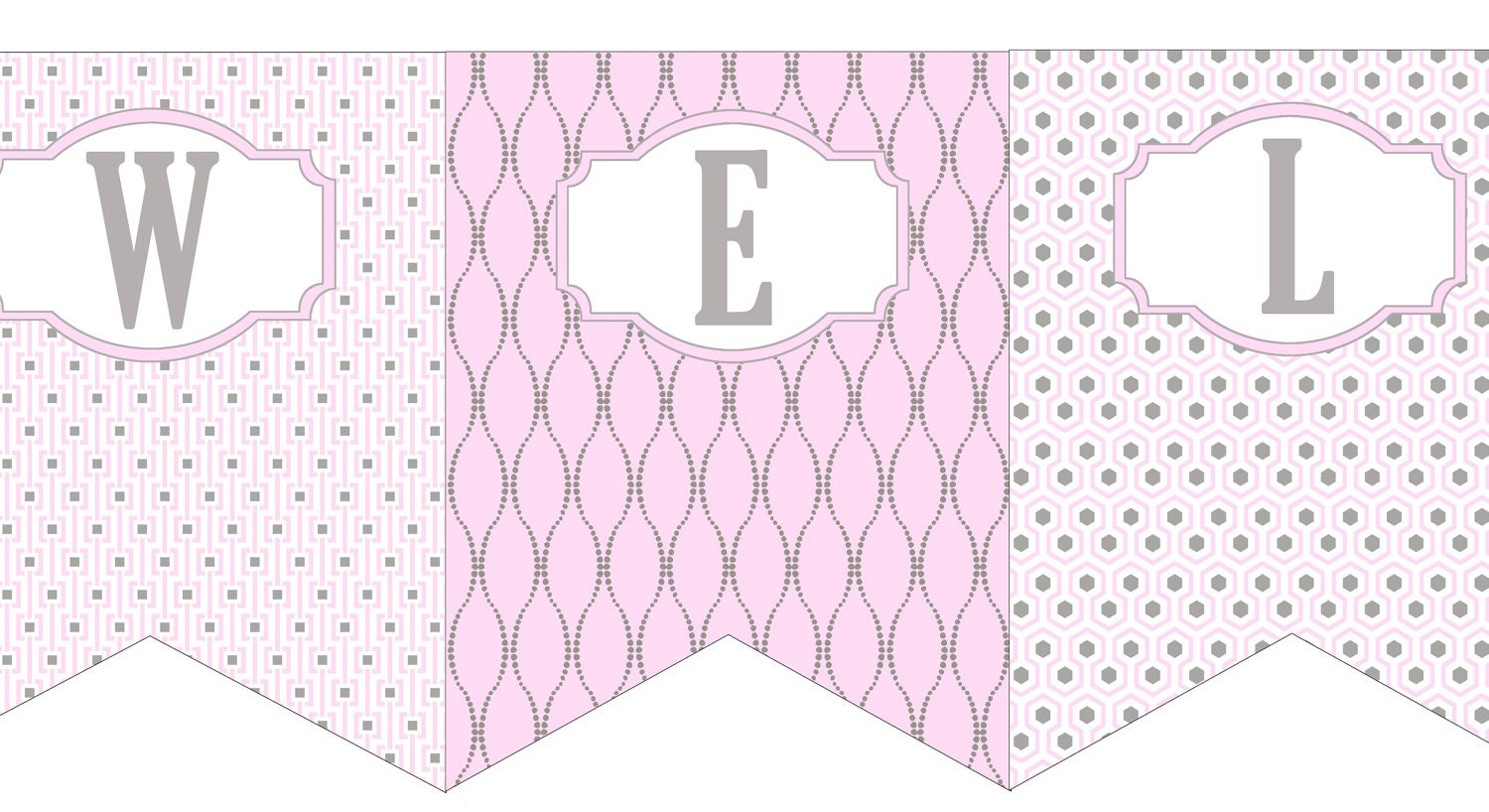 Instant Download Pink & Grey Baby Shower WELCOME BABY Printable Banner Il_170x135
