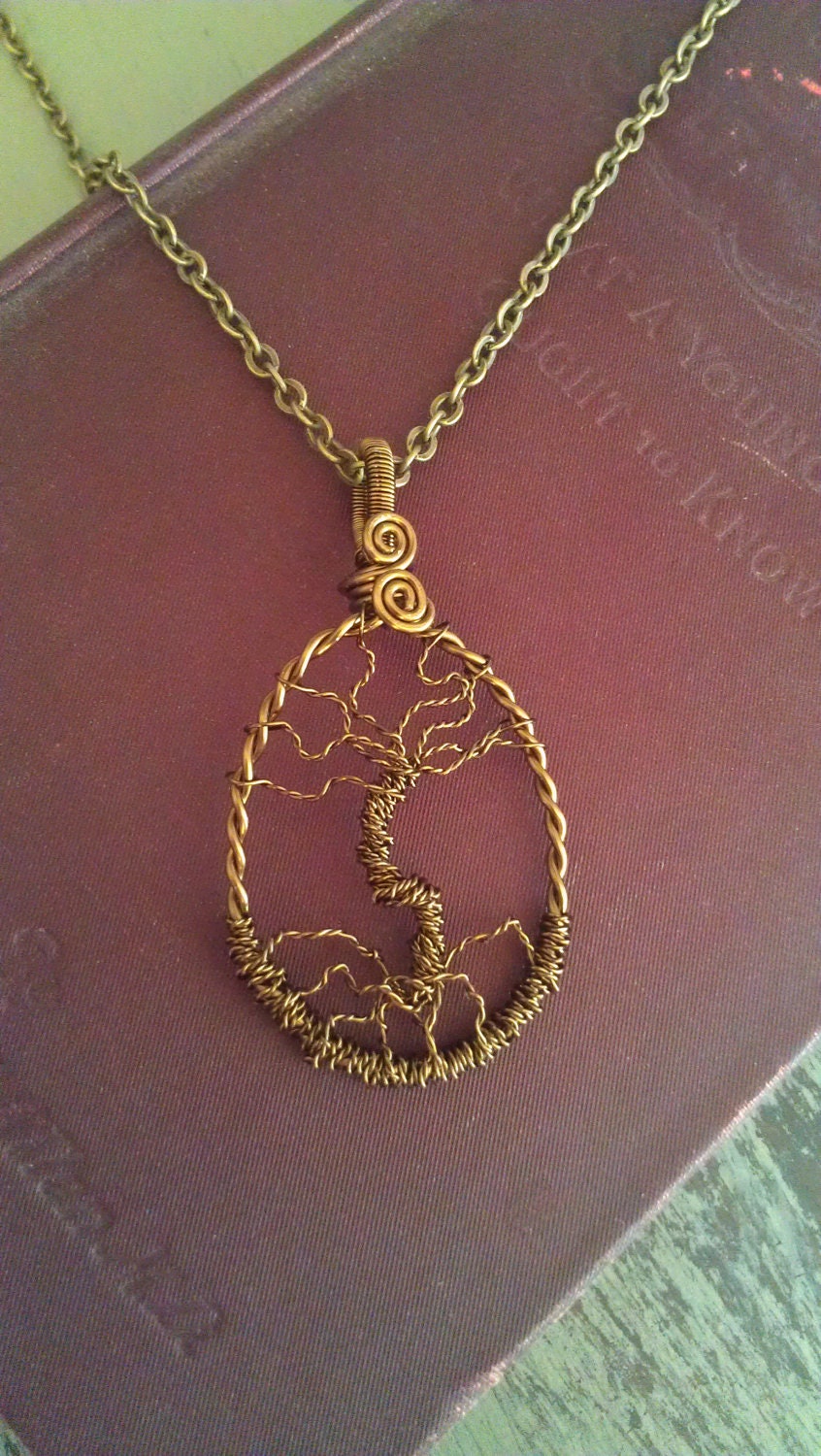 Wire Wrapped Tree of Life Pendant with Necklace Chain