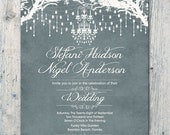 Digital - Printable Files - Royal Winter Garden Wedding Invitation and Reply Card Set - Wedding Stationery