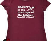Womens bacon tshirt funny geekery t shirt duct tape kitchen girls foodie top yummy meals made easy ladies fun cooking tee girlfriend gift