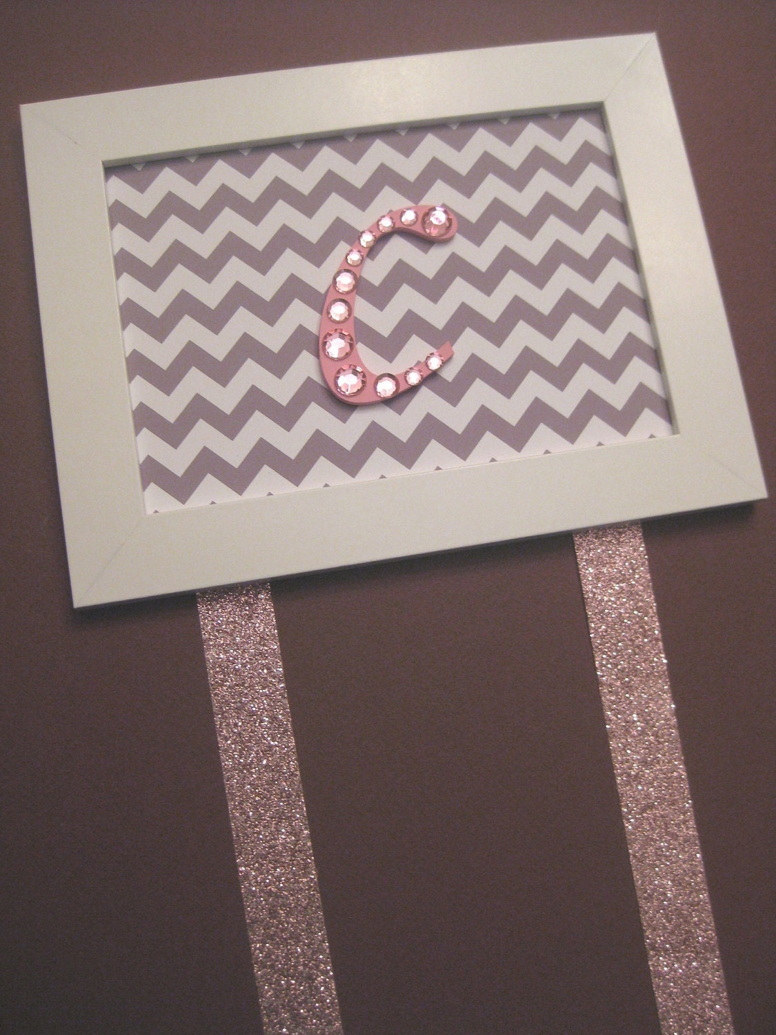 Letter Bow Holder Chevron Print
