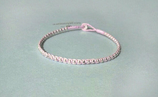 READY TO SHIP. dainty faceted silver beads layering wrap bracelet. lilac max.