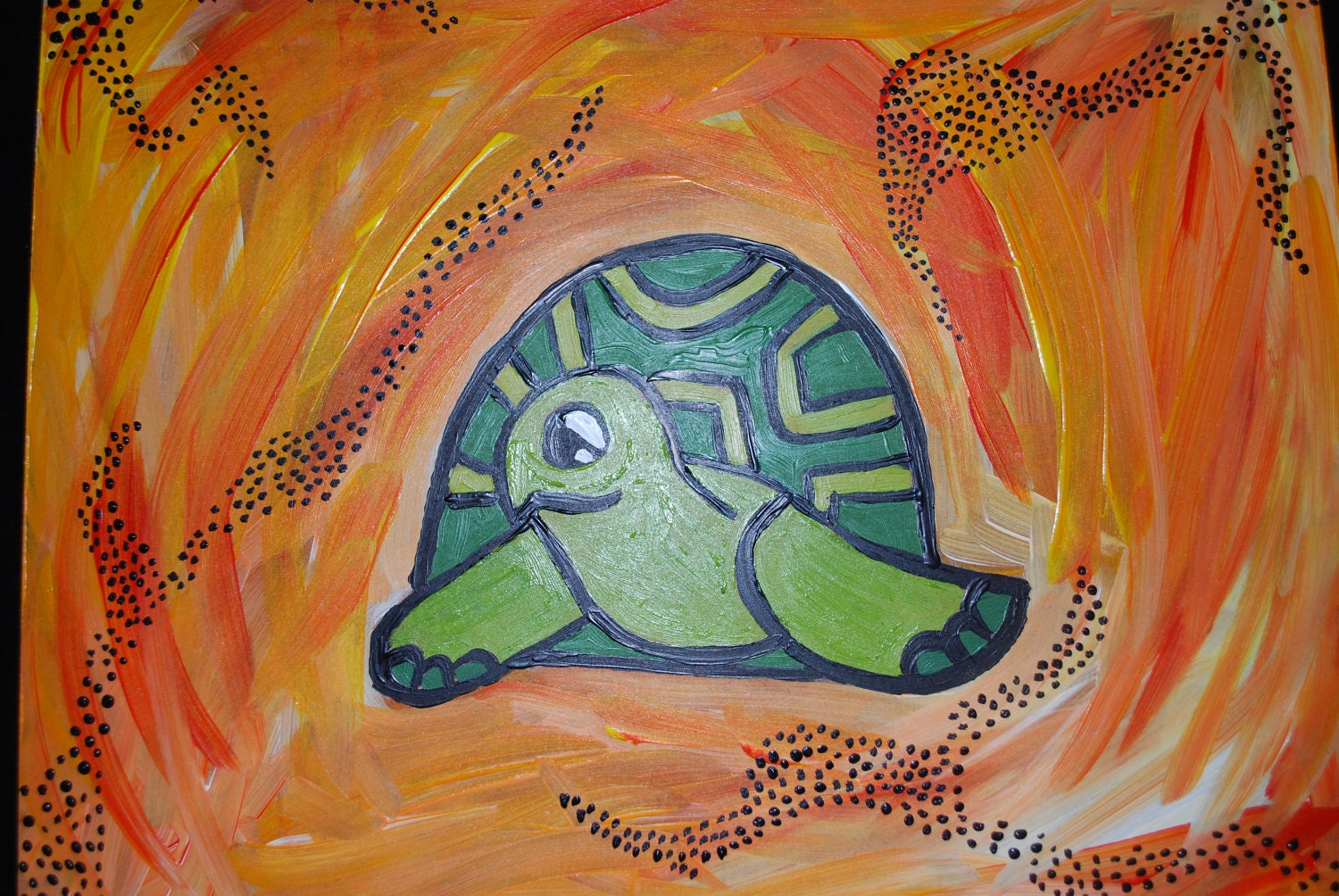 Turtle Art Painting 9x12, kids wall art, original painting, decorative turtle art