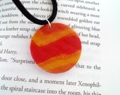 Geek Chic Red and Gold Polymer Clay Pendant
