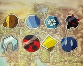 Johto Region Badges - Pokemon Gen II - with pin backs