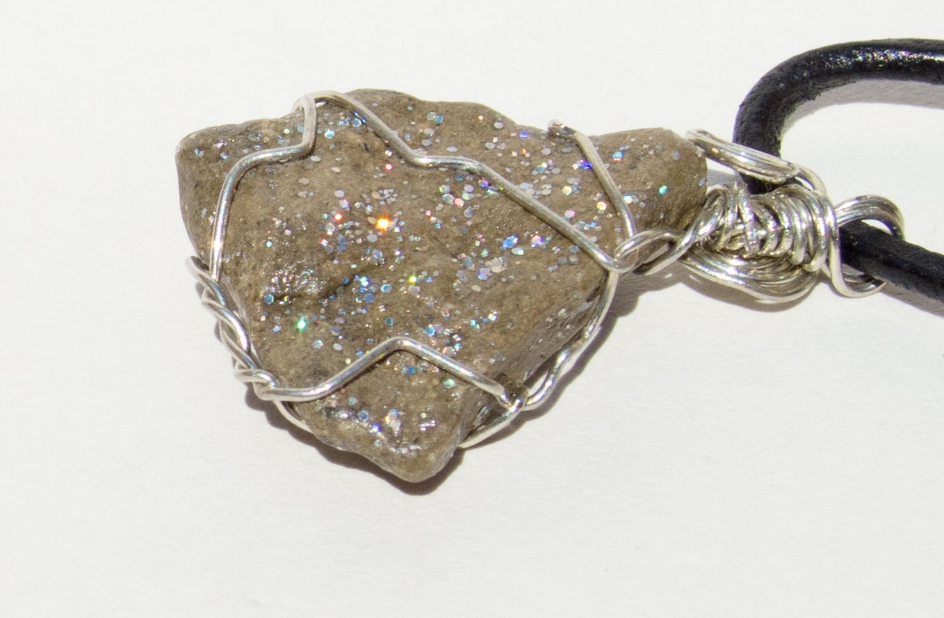 Sparkly grey beach stone necklace