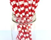 RED HORIZONTAL Stripe Straws- Party Straws- Christmas Straws-cake pop sticks- Valentines Day straws-Printable Flags-25 count Il_170x135