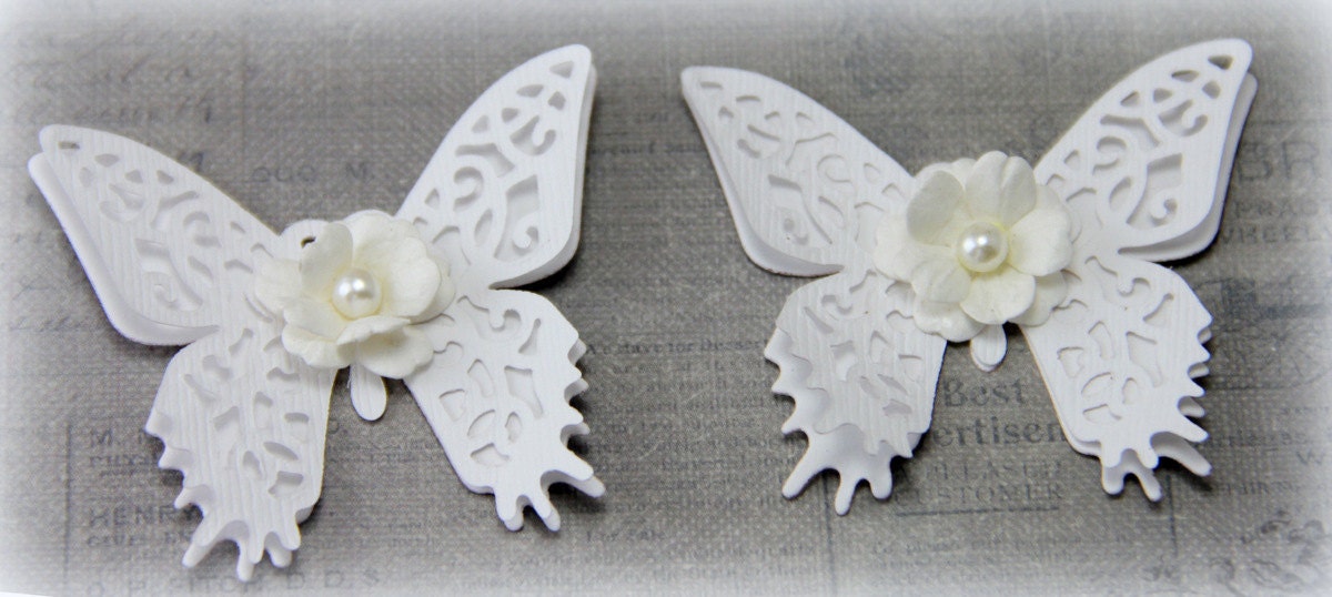 Set of 6  Butterfly Embellishments. Scrapbooking, cardmaking.