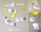 Baby Mobile - Sheep Mobile - Lamb Mobile - White and Gray Mobile - Yellow and Gray Mobile - Pick your colors :)
