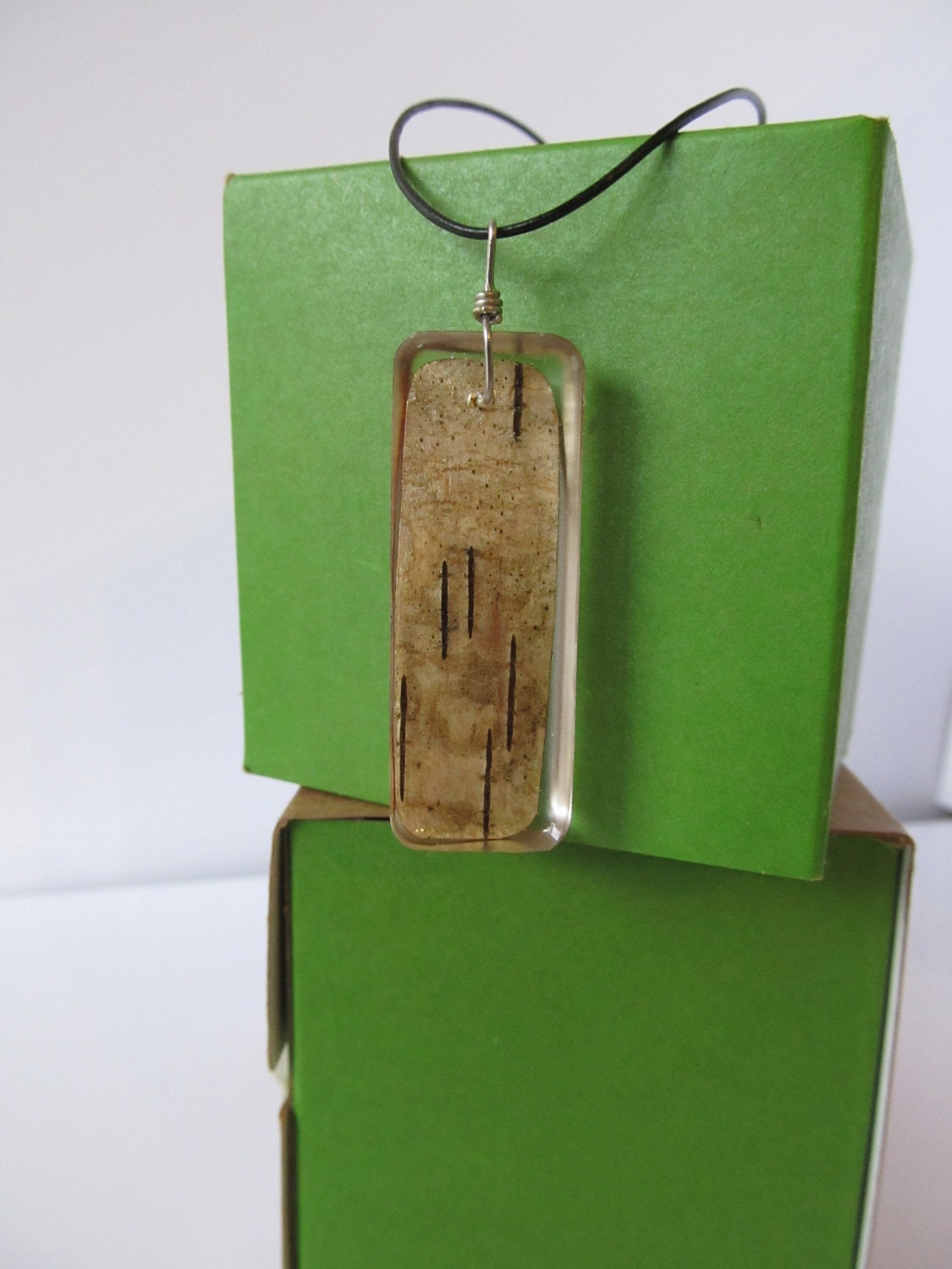 Natural Birch Bark Necklace, Preserved Nature