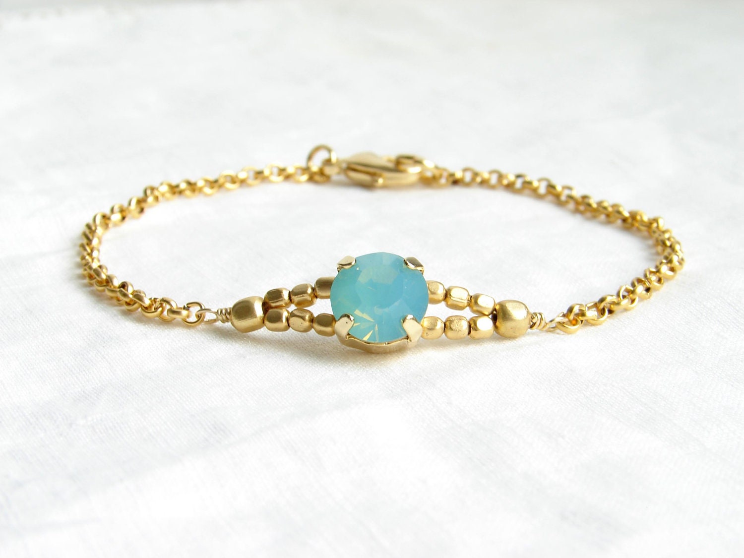 Pacific Opal Bracelet. Bridesmaid Gift. Simple Modern Jewelry by Smallbluethings