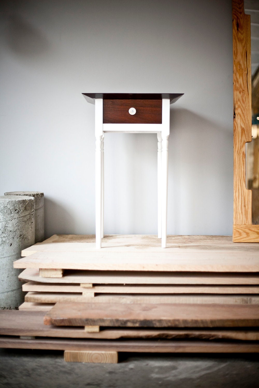 Walnut, Poplar, and Reclaimed Baluster End Table