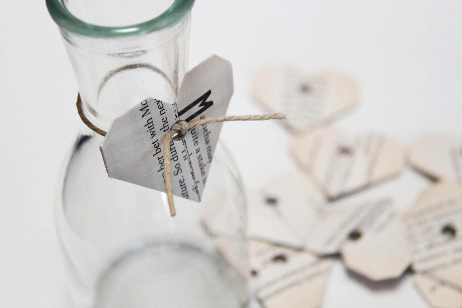 12 origami packaging labels . 4cm x 4.7cm origami heart . wedding favor. party favor - vintage style book