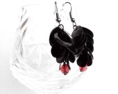 Black earrings upcycled jewelry made of recycled plastic bottle eco friendly, red, rock, goth, gothic, vampire