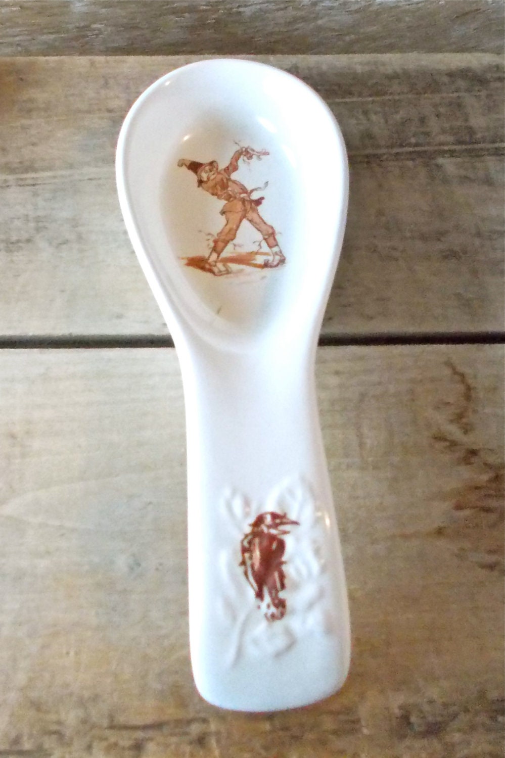 Scarecrow of Oz Spoon Rest, Porcelain Spoon Holder, Ready to Ship