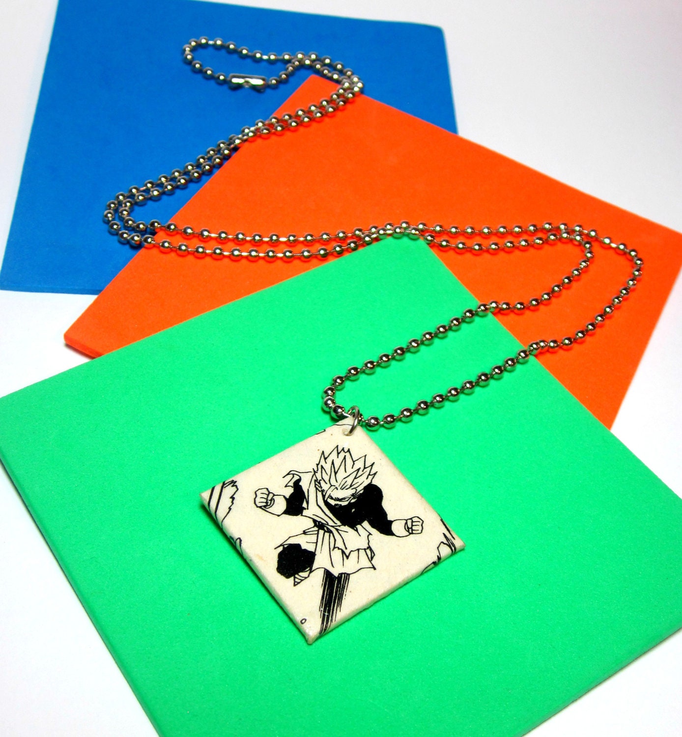 Dragonball Gohan Pendant. Comic Capture Necklace. Anime Manga. Upcycled Comic Book Necklace. Ball Chain Necklace. Choose Your Length.